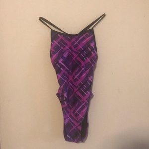 Sporti Purple and Black Patterned Swim Suit